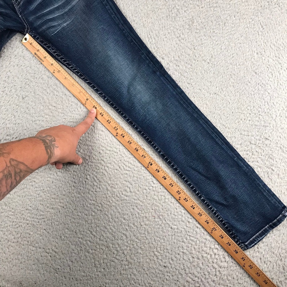 BKE Alec Jeans Men 29L (28x30) Blue Straight Leg Dark Wash Distressed Denim - Picture 13 of 15